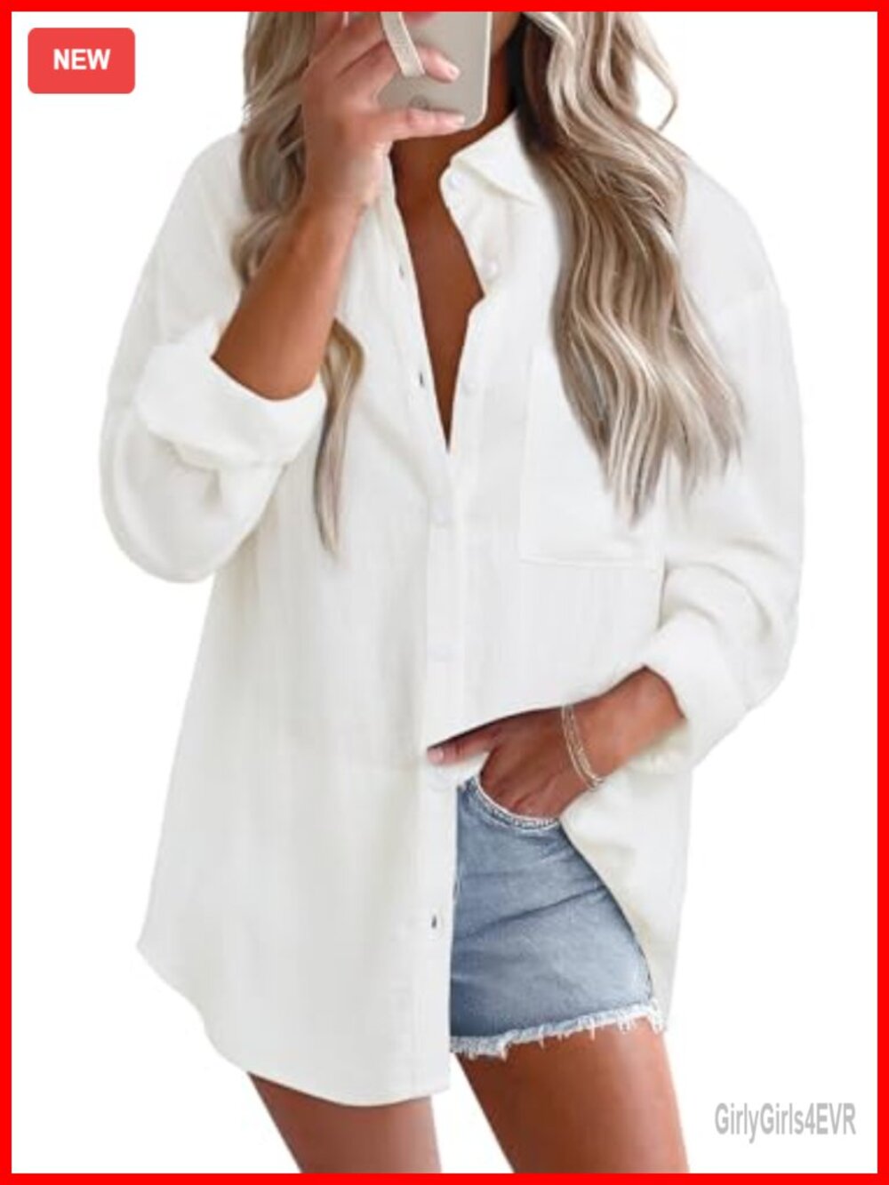Cotton Linen Button Down Blouse Roll Up Long Sleeve Loose Fit V Neck Top